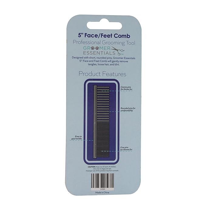 5" Face and Feet Comb - Finishing and Fluffing Comb - Perfect for Detail Work on Delicate Faces and Feet - Features Anti-Scratch Teeth