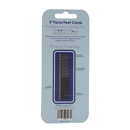 5" Face and Feet Comb - Finishing and Fluffing Comb - Perfect for Detail Work on Delicate Faces and Feet - Features Anti-Scratch Teeth