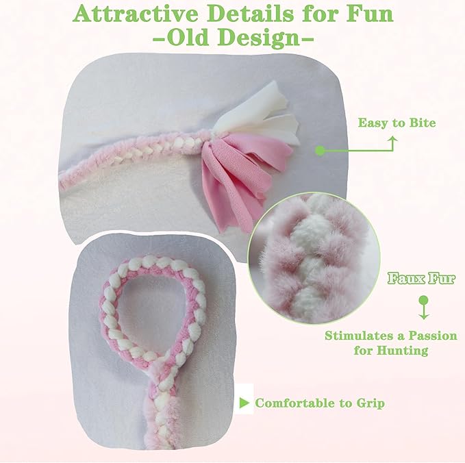 Baba&Nana Braided Fleece Dog Tug Toy (1PC), Assorted Colors Dog Rope Toy, Interactive Tug of War Dog Toy for Large & Medium & Agility Dogs - New and Old tug Rope Shipped Randomly! (Pink/Faux Fur)