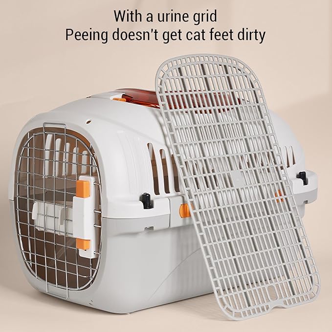 Plastic Pet Airline Crate, Hard Shell Travel Carrier for Cats and Dogs with Backpack Design, Meets Airline Regulations, Secure and Comfortable Space for Outdoors Trip