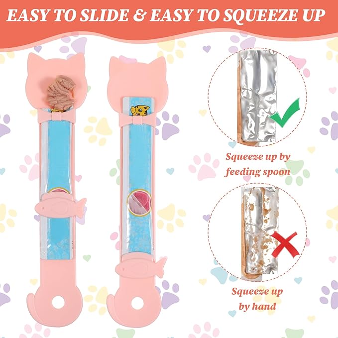 3 Pcs Pink Cat Treat Spoons, 10" Lickable Spoons Cat Treats, Lickable Dispenser for Wet Food and Puree, Cat Food Spoon, Multi Function Feeding Tool, Easy to Clean