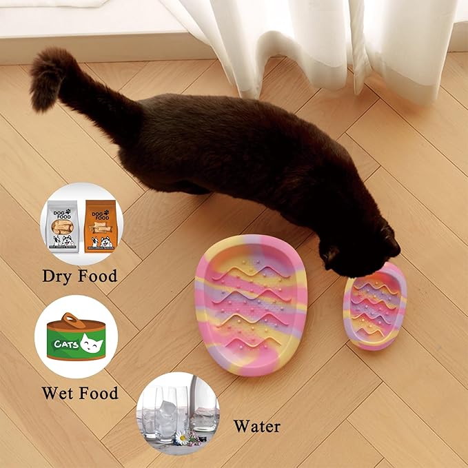 Colorful Slow Feeder Bowl for Large & Small Pets Silicone Easy to Clean Dog Food Bowl Slow Feed Dog & Cat Bowls for Interactive(Purple S)