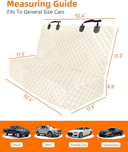 PETICON Waterproof Scratchproof Pet Bench Seat Covers for Cars, SUVs, Nonslip Durable Back Seat Cover for Dogs, Washable Backseat Protection