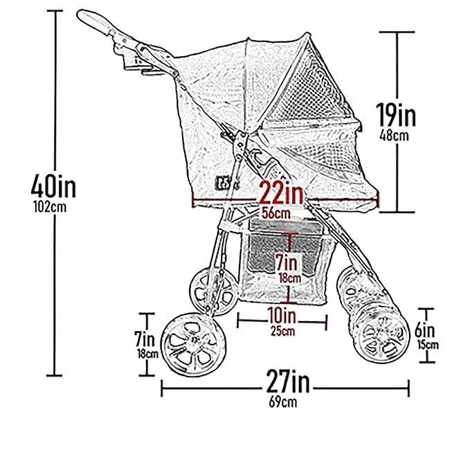 Pet Gear Happy Trails Lite Pet Stroller for Cats/Dogs, Zipper Entry, Easy Fold with Removable Liner, Safety Tether, Storage Basket, Dark Raspberry