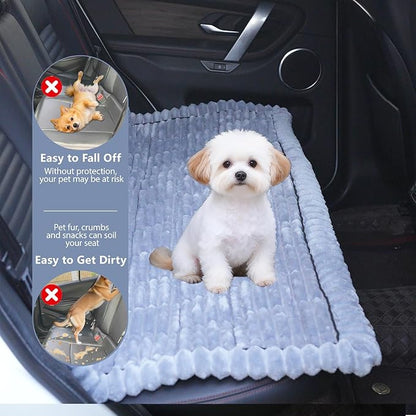 Dog Car Seat Waterproof Bed Cover Non-Slip Car Back Seat Soft and Comfortabl Pet Bed Mat Car Blanket for Travel Backseat Extender Seat Covers Dog Bed for Cars Trucks and SUVs (Light Grey 23.6” x 51”)