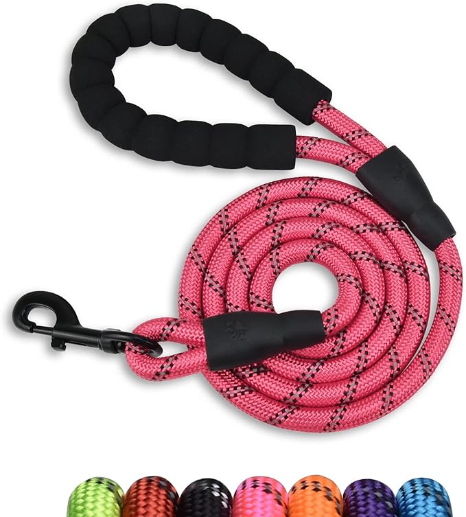 5/6 FT Strong Pet Dog Leash with Soft Padded Handle,Highly Reflective Rope for Night Walking,360-Degree Rotating Metal Buckle Without Tangles,Suitable for Small,Medium and Large Dogs.(6ft)