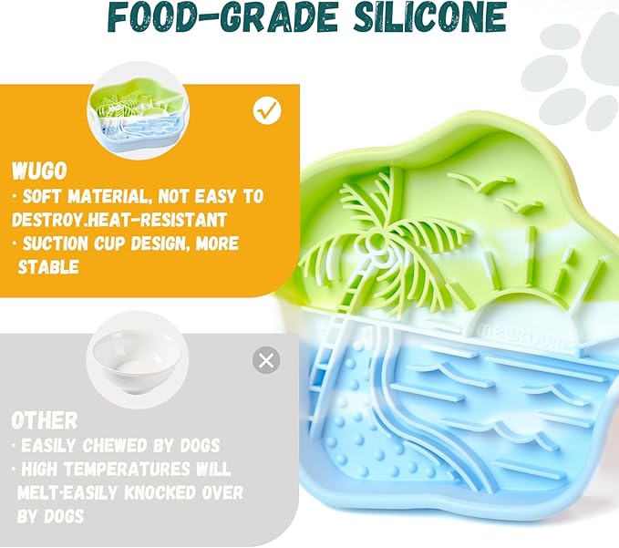WUGO Slow Feeder Dog Bowls with Suction Cups for Dog Cat Dishwasher Microwave Puppy Puzzle Bowl