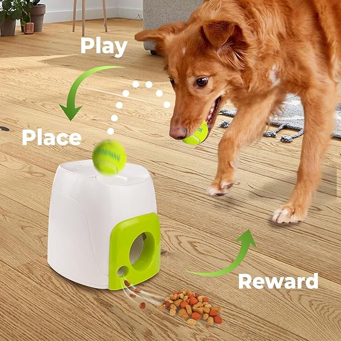 Multifunctional Dog Interactive Fetch and Treat Toy, Dog Feeder and Toy Ball，Multipurpose Dog Treat Dispenser, Tennis Toy with Rewards for Small and Medium Size Dogs