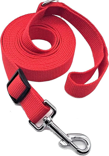 TAIAN Adjustable Nylon Dog Leash, 6FT/10 FT Long Dog Leashes for Small Medium Large Dogs (1 in x 10 ft, Red)