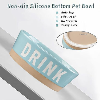 7.2" Non-Slip Ceramic Dog Bowl, 37 Oz Heavy-Duty Dog Food/Water Dish, Pet Feeding Bowl for Small and Medium Dogs, Food Grade Porcelain Pet Feeder Bowl, Microwave and Dishwasher Safe