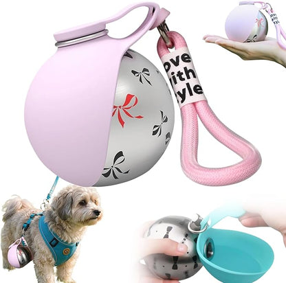 2-in-1 Portable Dog Water Bottle for Small Dogs, 10oz Dog Travel Water Bottle - Leak-Proof & One-Hand Operation, Light Dog Travel Bowl, Stainless Steel Bottle & Silicone Bowl for Walking Hiking (Pink)