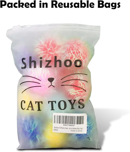 30 Pieces 1.2 inches Sparkle Pom Pom Balls for Cat - Interactive Glitter Balls, Multicolor, Best as Kitten Play Toys