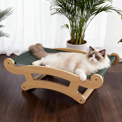 Cat Bed, Breathable Elevated Cat Hammock,Wooden Cat Beds for Indoor,Raised Pet Beds Suitable for Cats, Puppy, Bunny and Small Animal