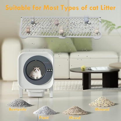 Automatic Cat Litter Box, Self Cleaning Litter Box with App Control, 75l Large Cat Litter Box for Multi-Cat Homes, Infrared & Weight Sensors, Odor Eliminator, Easy Cleaning, 20 Trash Bags, Black