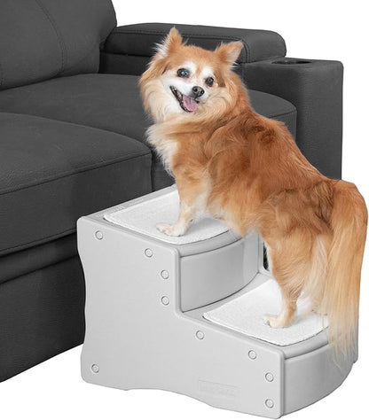 Pet Gear Easy Step II Pet Stairs, 2 Step for Cats/Dogs up to 150 Pounds, Portable, Removable Washable Carpet Tread, No Tools Required,Fog