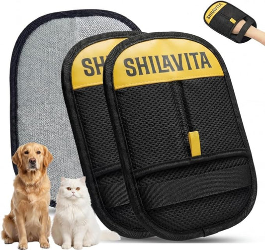 2 Pcs Pet Hair Removal Glove for Dogs and Cats, Reusable Electrostatic Grooming Gloves, Dog and Cat Fur Remover Gloves for Couch, Carpet, Clothing, Car Seats, Bedding