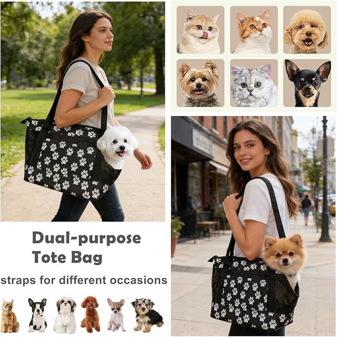 Dog Purse Carrier for Small Dogs with Pocket,Dog Carriers Soft Sided,Pet Carrier Purse for Puppy and Cats Up to16 lbs,Dogs and Puppies Tote Bag Carrier,Collapsible Travel Puppy Carrier
