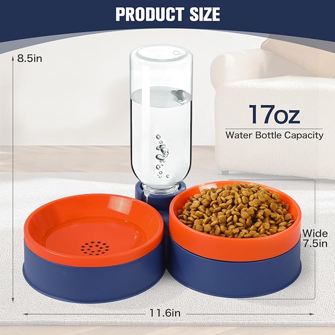 Cat Food Bowl, Cat Bowls Whisker Friendly with Water Dispenser for Cats and Small Dogs