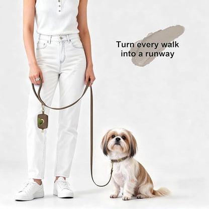 Didog Soft PU Leather Dog Collar, Stylish Quick Released Dog Collars for Small Dogs, Easy Clean Adjustable Pet Collar for Daily Walking, Brown, S Fit 10-15" Neck