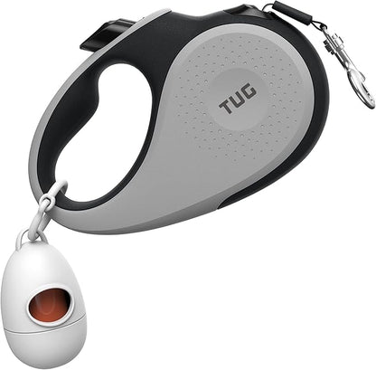 TUG 360° Tangle-Free Retractable Dog Leash with Waste Bag Dispenser (Large, Grey)
