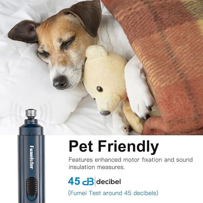 Pet Nail Grinder for Dogs - Quiet 2-Speed Type-C Rechargeable Dog Nail Trimmer, Low Noise Paw Grooming for Dogs & Cats (Blue)