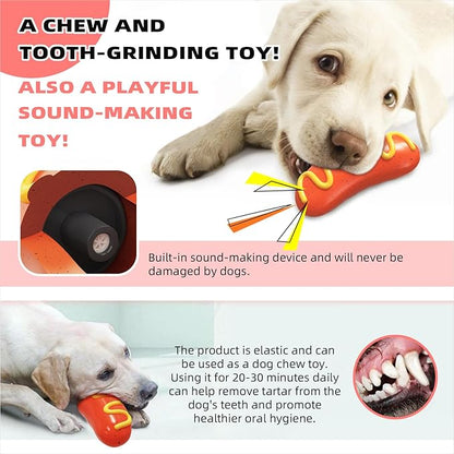 Large Size Hotdog Squeaky Dog Toy for Medium/Large Dogs Breed Aggressive Chewers Durable Bouncy Squeak Toys