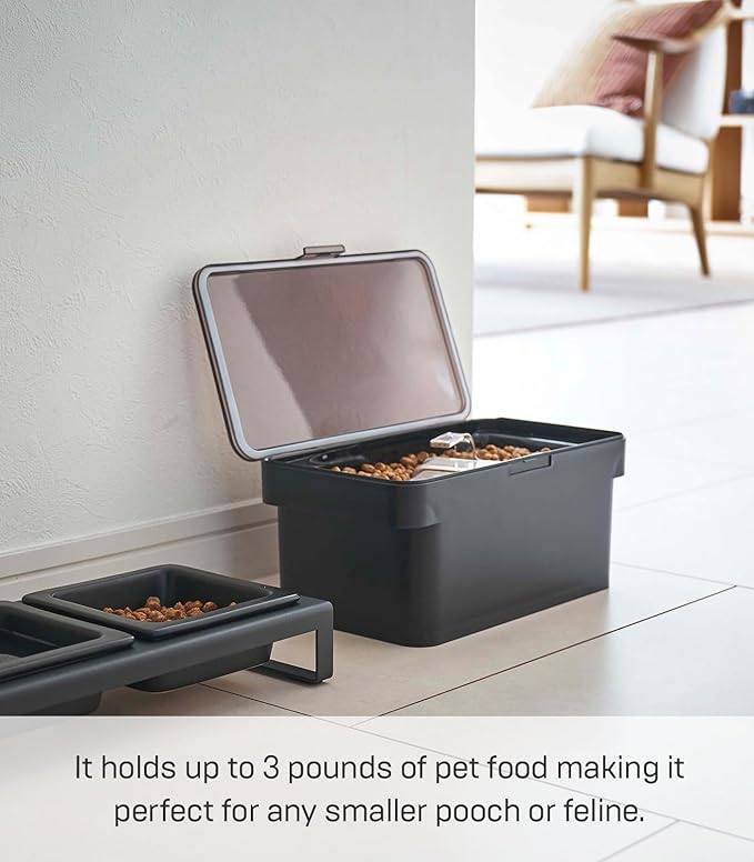 YAMAZAKI Home Tower Airtight Pet Food Storage Container - Cat And Dog Food Holder Bin With Transparent Lid And Handle - Small - Polypropylene - 0.8 Gallons, 3 Liters