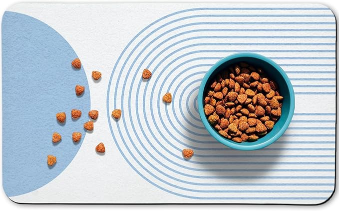 Dog Food Mats,Cat Absorbent Water Bowl Feeding Mats Pet Placemats for Food and Water Blue Bohemia 16 * 24 inch