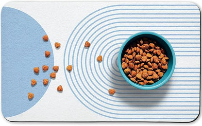 Dog Food Mats,Cat Absorbent Water Bowl Feeding Mats Pet Placemats for Food and Water Blue Bohemia 16 * 24 inch