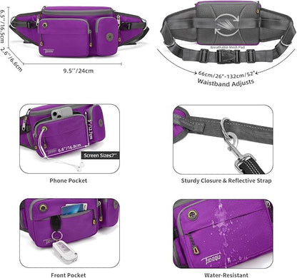 TUDEQU 4-in-1 Hands Free Dog Leash Waist Belt with Dog Walking Fanny Pack,Dog Seat Belt, Waist Leash for Large Dogs,Dog Walking,Hiking,Running,Jogging