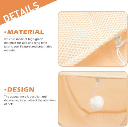 BESTYASH Small Beige Cat Cage Hammock Summer Breathable Mesh Kitten Nest Pet Hanging Bed for Indoor Cats and Small Pets Machine Washable