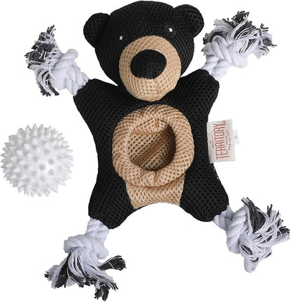 Territory 2 in 1 No Stuffing Removable Fetch Ball Tug Dog Toy for Small Medium Large Dogs, Black Bear