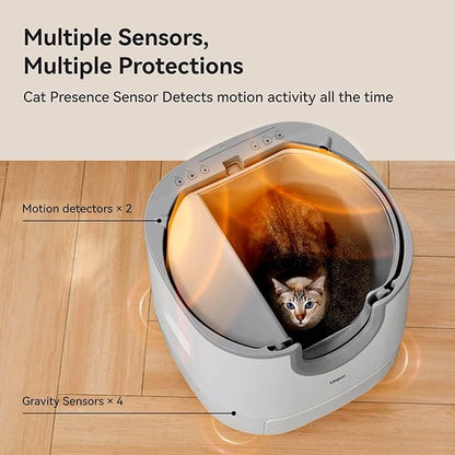 L1 Open-Top Automatic Cat Litter Box Self-Cleaning, Easy Maintenance with Multi Safety Sensors, Large Capacity, Includes Trash Bags (2026 Upgraded Model)