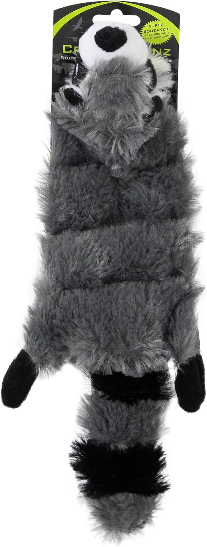 Hyper Pet Critter Skinz Super Squeaker Raccoon Stuffing Free Plush Soft Dog Toy, Large, Pack of 1