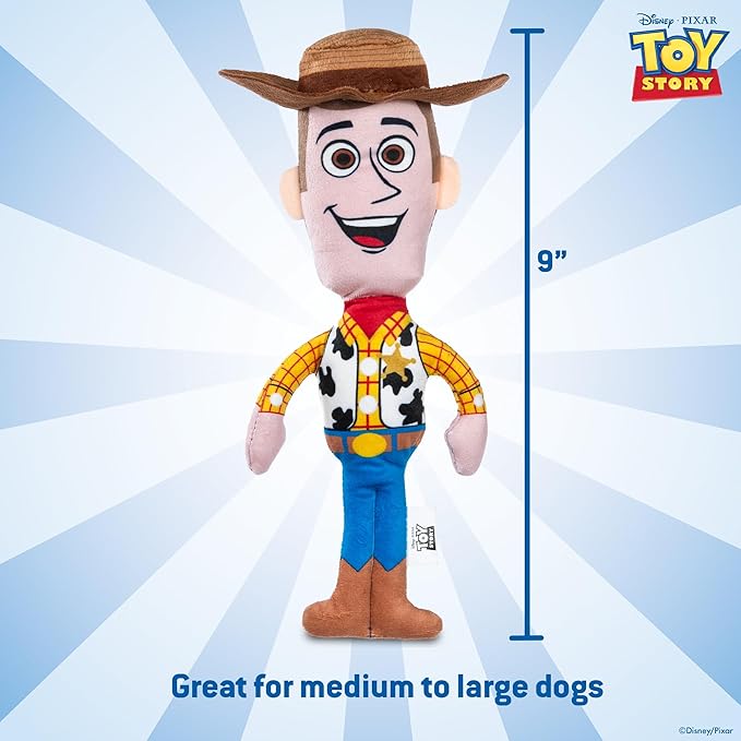 Disney for Pets Pixar’s Woody Woofin' Pet Toy Pixar Dog Toys | Plus Toy for Dogs Inspired by Woody from Pixar’s Toy Story with Squeaker, 9 Inch