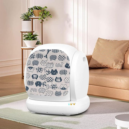Cat Litter Box Curtain, Washable Litter Box Door Cover, Litter Box Curtain for Enclosed Self-Cleaning Boxs -White Square 14.9''L X 13.8''W （Curtain Only）