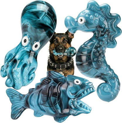 Dog Toys for Aggressive Chewers: 3 Pack Dog Chew Toys for Medium Large Dogs, Bacon Flavored Indestructible Dog Toy, Dense Nylon Tough Dog Toy to Keep Them Busy, Reduce Boredom