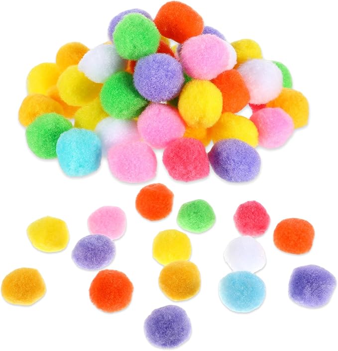 50 PCS Cat Pom Pom Balls, Pompoms for Cats, Interactive Lightweight Fuzzy Toy Balls Plush for Indoor Cats, Assorted Colors for Kitten Playing Exercising, 0.9inch