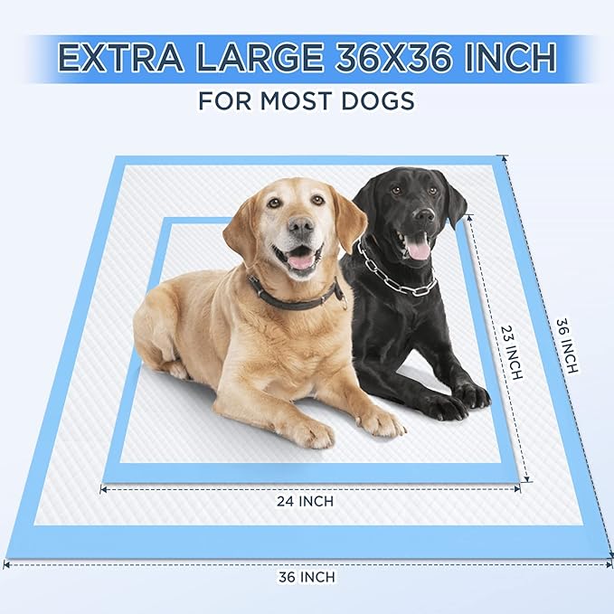 Gimars 4XL 36"x36" Thicken Heavy Absorbency Dog Pee Pad Extra Large- Jumbo Disposable Polymer Quick Dry No Leaking Pee Pads for Dogs, Cats, Rabbits Pets 45 Counts