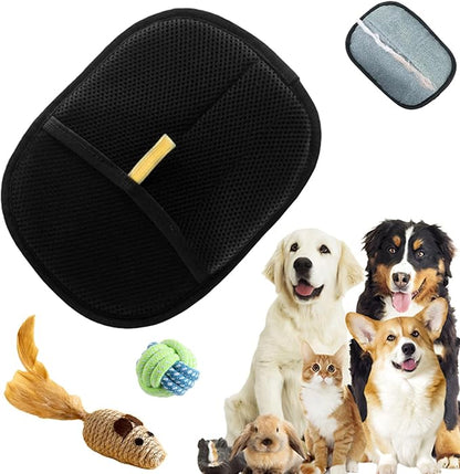 Pet Hair Remover Electrostatic Gloves, Pet Hair Remover Glove Washable, Reusable Cat Dog Grooming Mitt for Couch, Furniture, Carpet, Car Seat (Black 1PC)