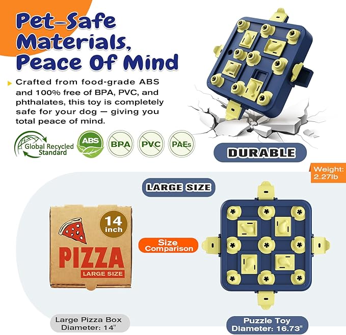 KADTC Dog Chess Puzzle Toy, U.S. Brand & Design - 3 Levels of Step-by-Step Challenge,Easy-to-Advanced for Smart Dogs Interactive Boredom Buster Mental Stimulation Enrichment Puppy Treat Brain Games