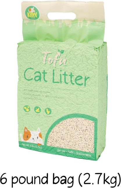 Kitty City Tofu Cat Litter, 100% Natural Plant-Based Formula, Fast Clumping, Low Dust, Flushable & Super Absorbent, Lightweight Cat Litter, 6 lb