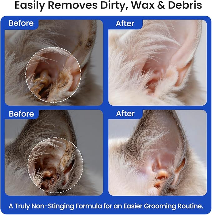 Itch Relief Ear Cleaner for Dogs & Cats Natural Gentle Formula with Manuka Honey & Green Tea - Triple Botanical Wash for Infection & Yeast Prevention, PH Balanced No-Sting 8.45 oz