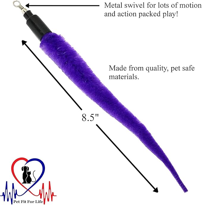 Pet Fit For Life - 5 Piece Kitten Toy Refill Pack - Replacement for Indoor Cat's Interactive Wand and Catch Wand - Features 5 Assorted Soft Squiggly Worm Attachments