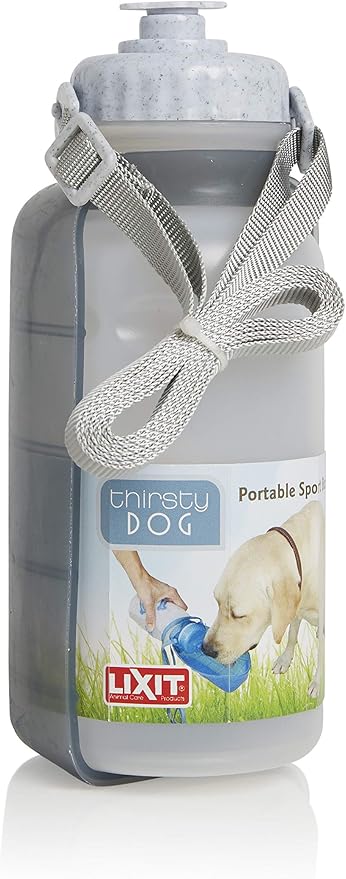 Lixit Hand Held Foldable Travel Hiking Outdoor Watering Bottle Bowl for Dogs (Pack of 1, Granite)