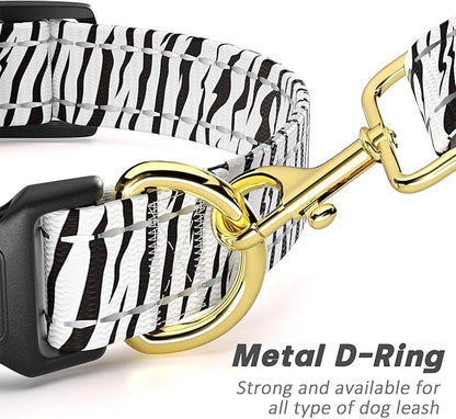 Reflective Dog Collar for Extra Small Dogs Cats, Cute Boho Adjustable Heavy-Duty Nylon Puppy Collar for Boy and Girl Female, Soft Pet Accessories with Quick Release Buckle, Stylish Zebra Print