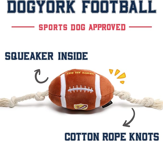 CHEWFFON Durable Dog Football Toy with Rope - Interactive Tug Toy for Small, Medium & Large Dogs - Outdoor Fetch Ball & Teething Puppy Toy