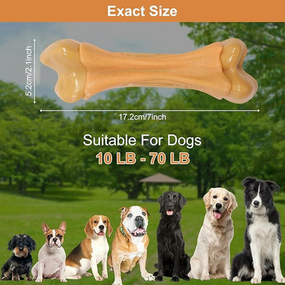 2 Pack Dog Chew Toys for Aggressive Chewers, Chicken Flavor Indestructible Nylon Puppy Bone Tough Teething & Calming for Large Medium Breeds(10lbs-70lbs) Birthday Gift Christmas
