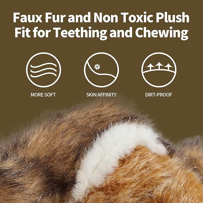ALL FOR PAWS Squirrel Squeaky Doy Toy, Squirrel Dog Toy for Medium Large Breed, Puppy Fetch Toy with Squeaker, Plush Chew Dog Toy, 13.8 x 3.9 x 4.1inches, Chipmunk-L