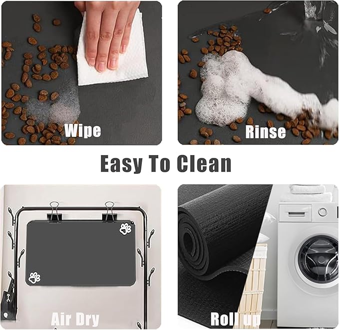 Large Boho Dog Food Mats for Floors, Absorbent Dog Bowl Mat for Food and Water Dispenser Mat, Quick Dry Cat Food Mat Pet Supplies (Dark Vintage, 36 * 24)